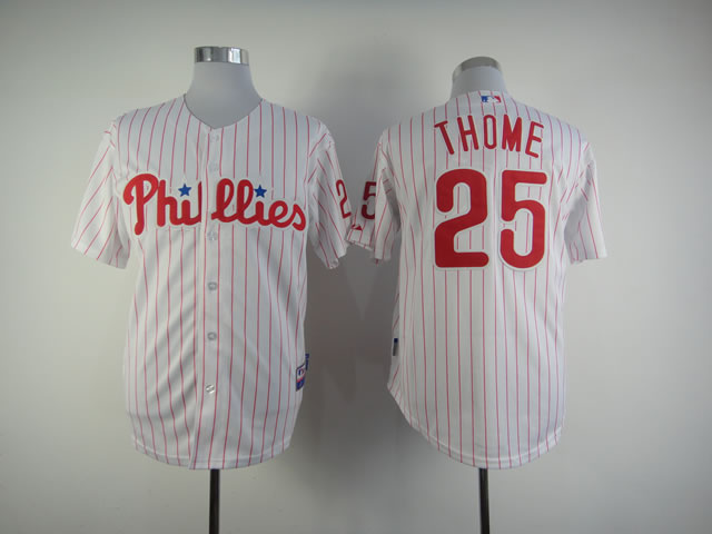 Men Philadelphia Phillies #25 Thome White MLB Jerseys